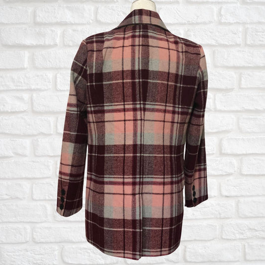 7 for all Mankind Pink Plaid Pea Coat (Pre-Loved)