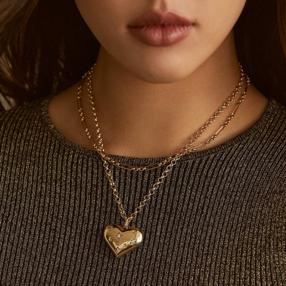 Cosmic XL Heart Pendant - Gold