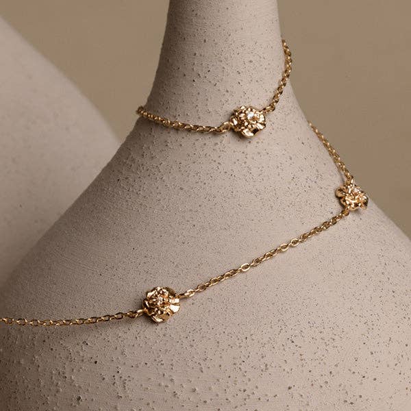 CZ Birth Flower Station Necklace | January