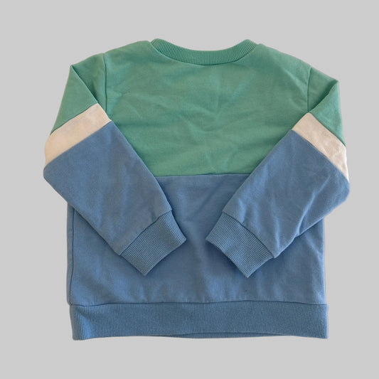 green and blue toddler sweatshirt