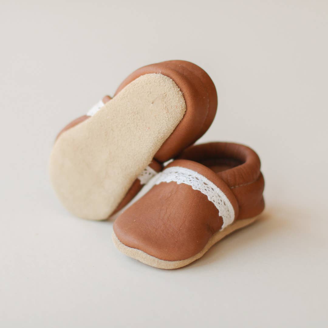 Baby Girl Baby Moccasins, Walnut