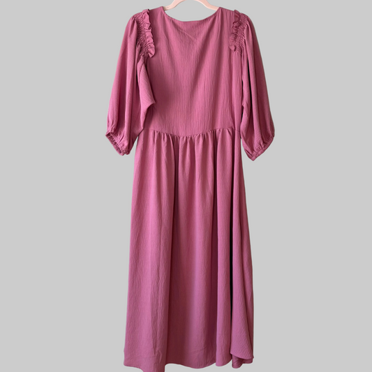 Back of pink midi nursing dress