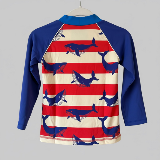 Long Sleeve Swim Top, 4-5Y | Rash Guard | Whales (Pre-Loved)
