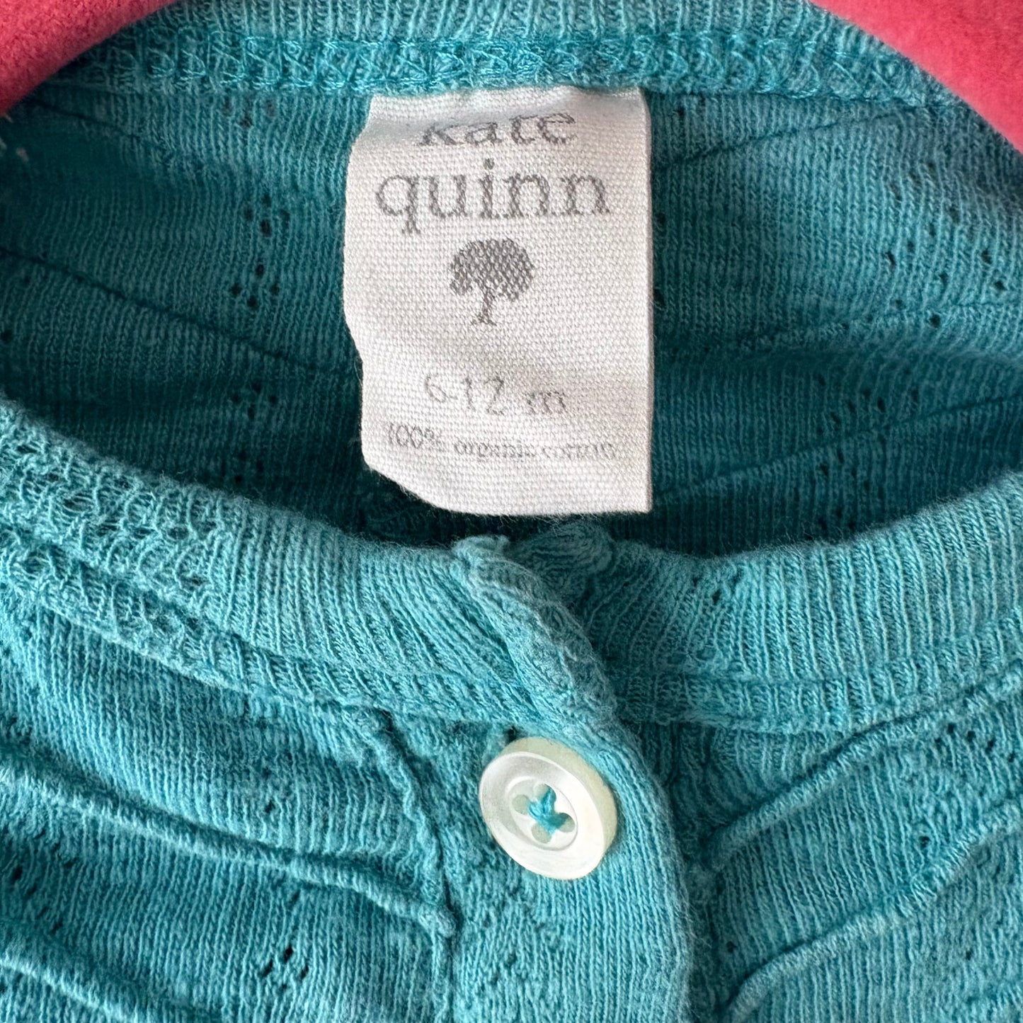Organic Cotton Long Sleeve Bodysuit, 6-12M | Teal (Pre-Loved)