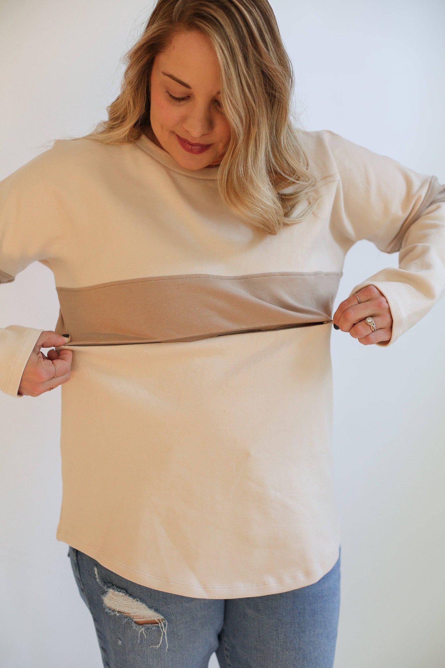 Dual Zip BFF Breastfeeding Long Sleeve | Lightweight Sweatshirt