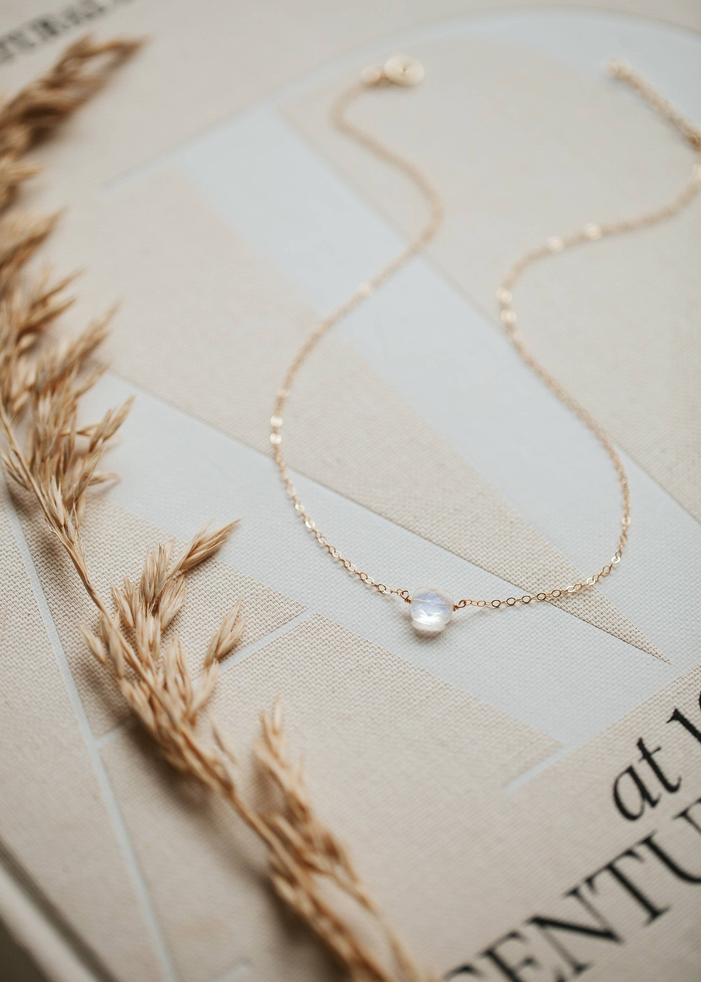 Hello Adorn Moonstone Cushion Necklace