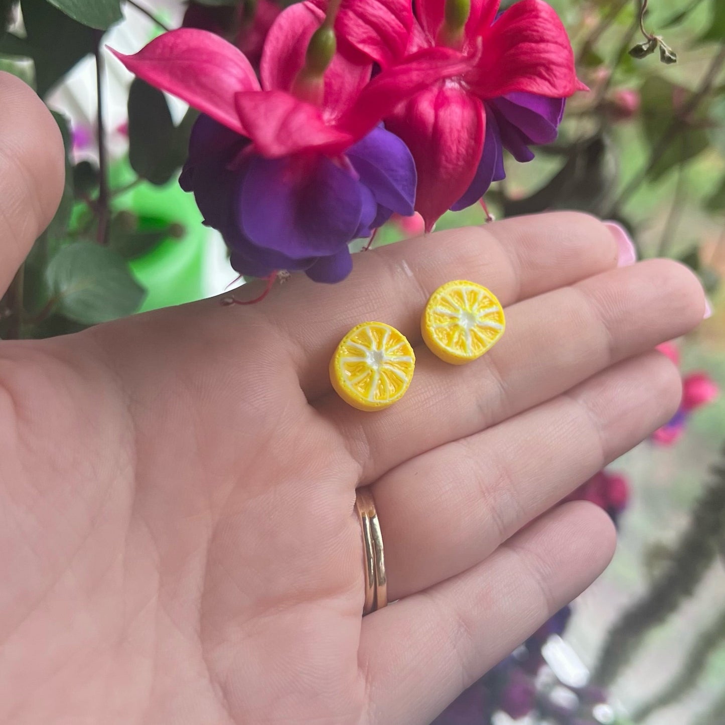 Lemon Clay Stud Earrings