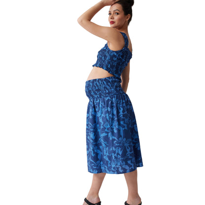 Maternity Poplin Tank & Midi Skirt Set