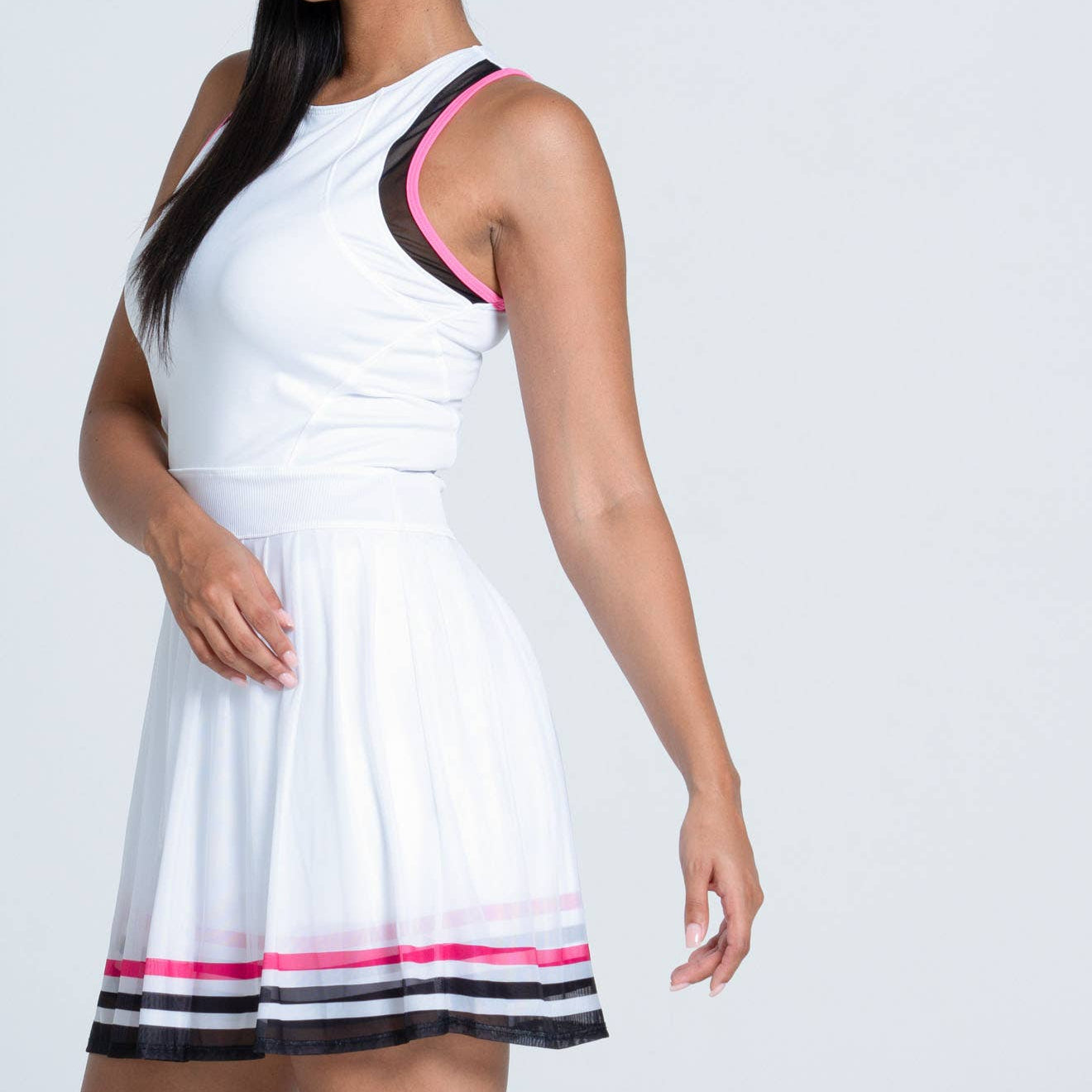 Women's Classic High Neck Dress |White/Black