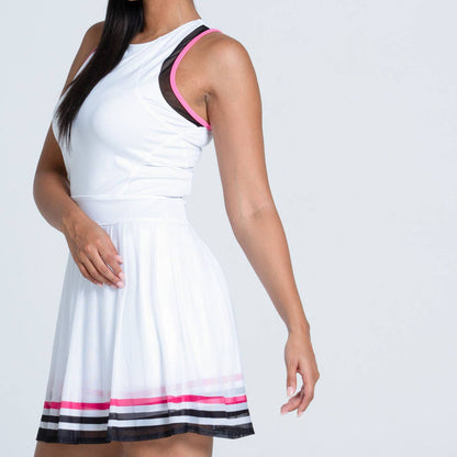 Women's Classic High Neck Dress |White/Black