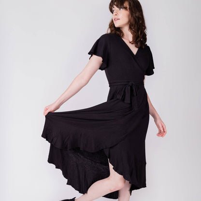 Ruffle Wrap Organic Dress | Eclipse