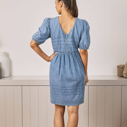 Livie Reversible Maternity Denim Dress | Washed Blue
