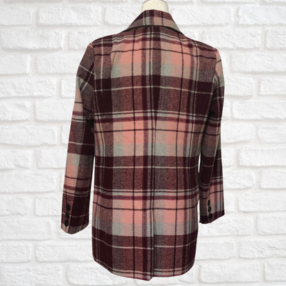 7 for all Mankind Pink Plaid Pea Coat (Pre-Loved)