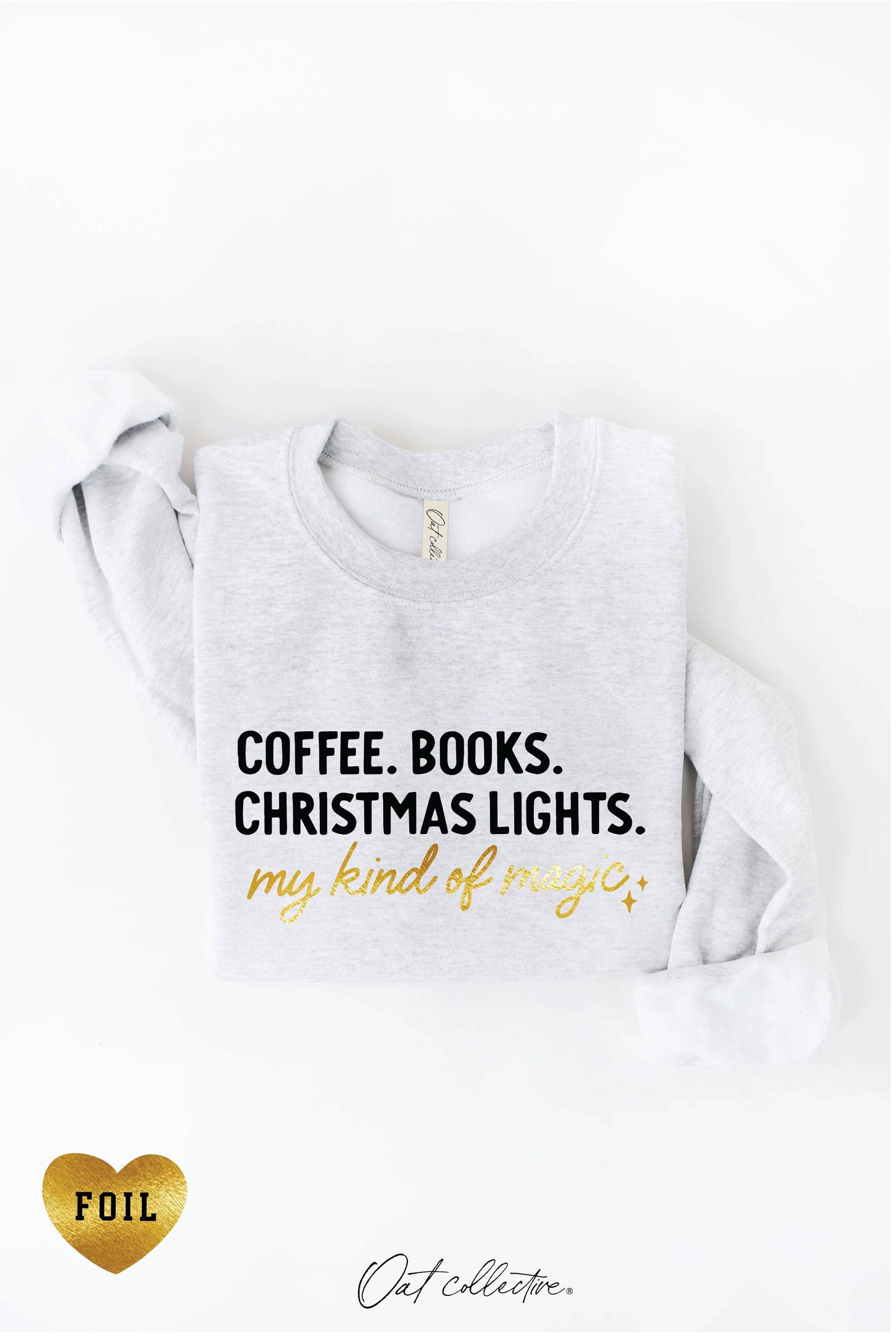 Coffee, Books, and Christmas Lights Sweatshirt