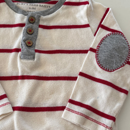 Pre-Loved Bodysuit | Red & Cream Stripes | Subtle Stain