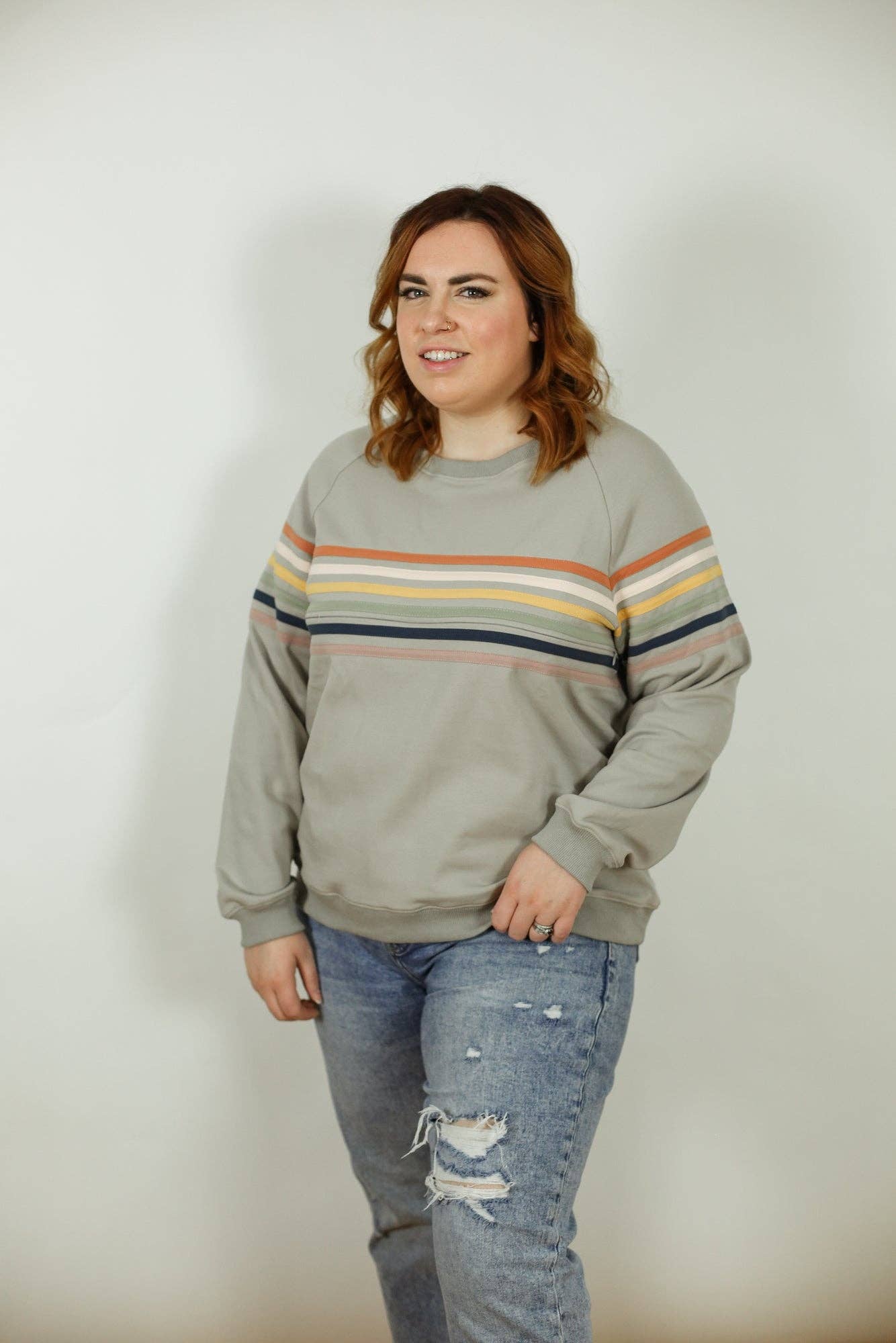 Six Stripe Invisible Zip Breastfeeding Sweatshirt