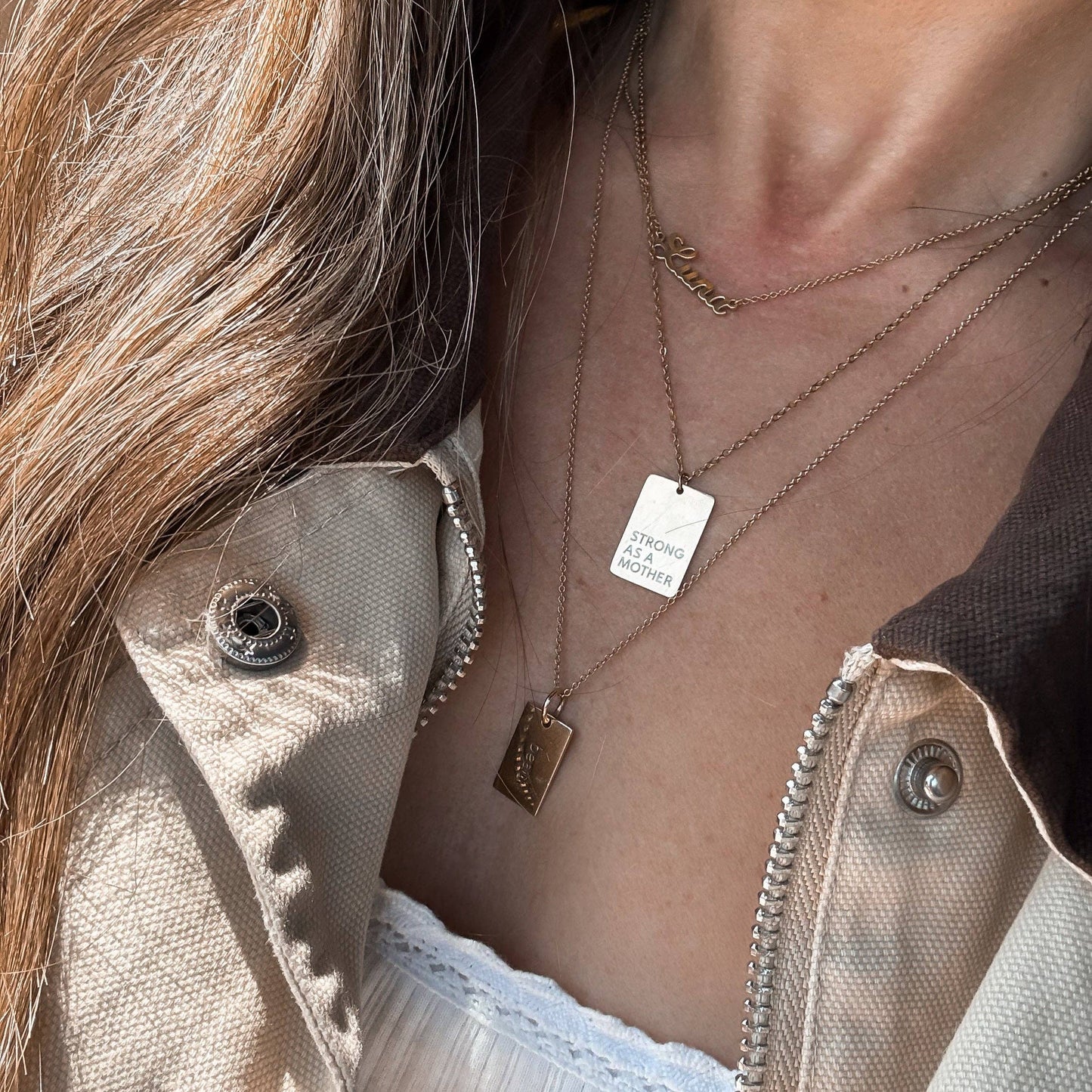 Strong as a mother® Gold Tag Necklace