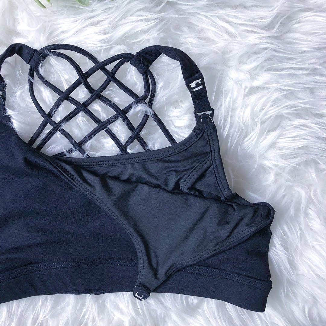 Océane 4 - Medium Support Nursing & Hands Free Pumping Sports Bra | Noir