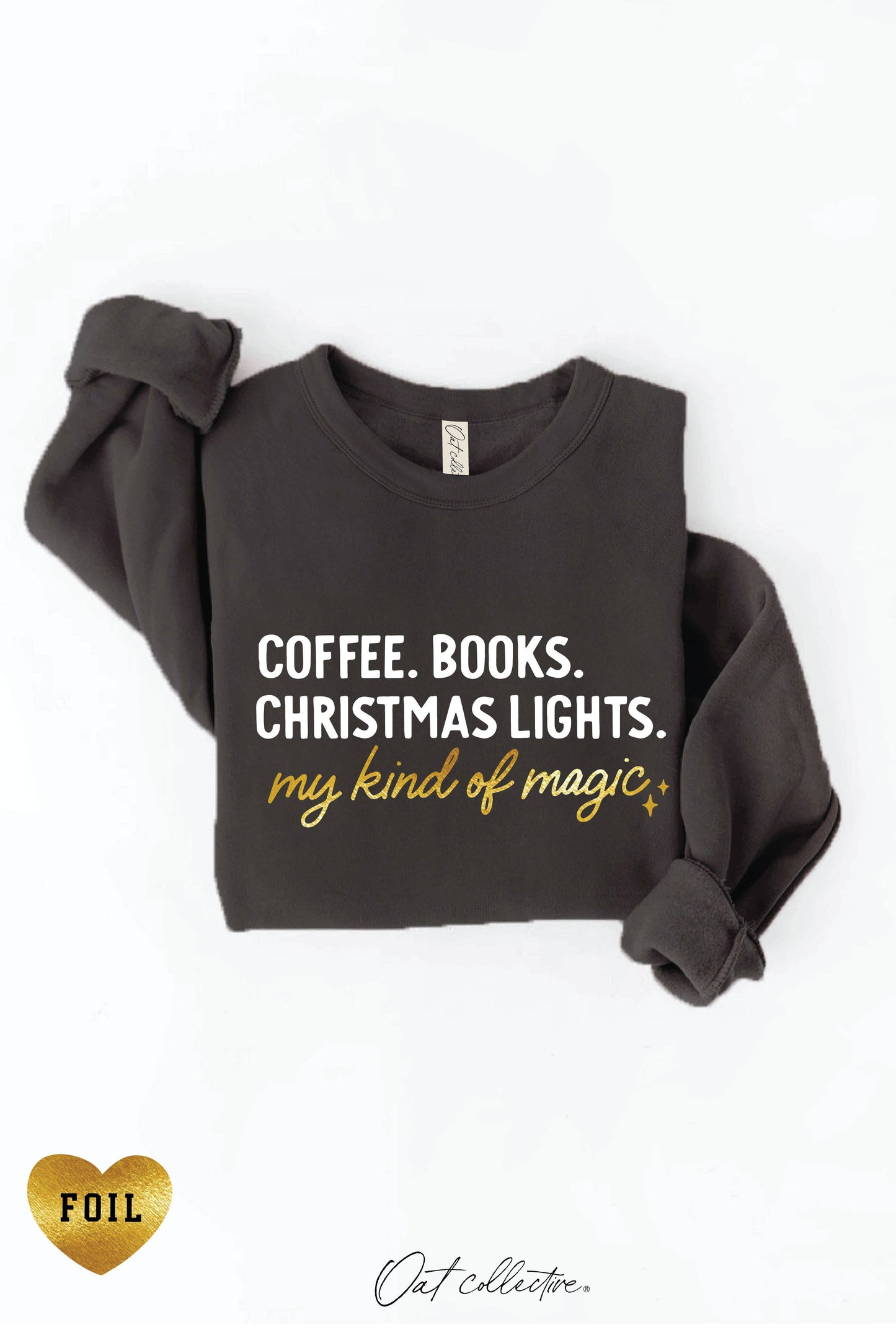 Coffee, Books, and Christmas Lights Sweatshirt