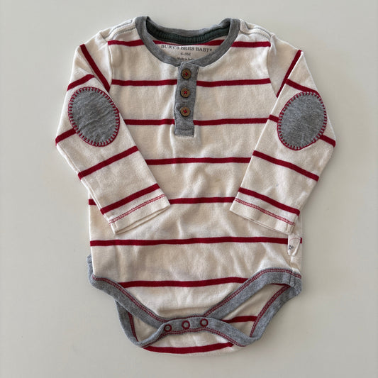 Pre-Loved Bodysuit | Red & Cream Stripes | Subtle Stain