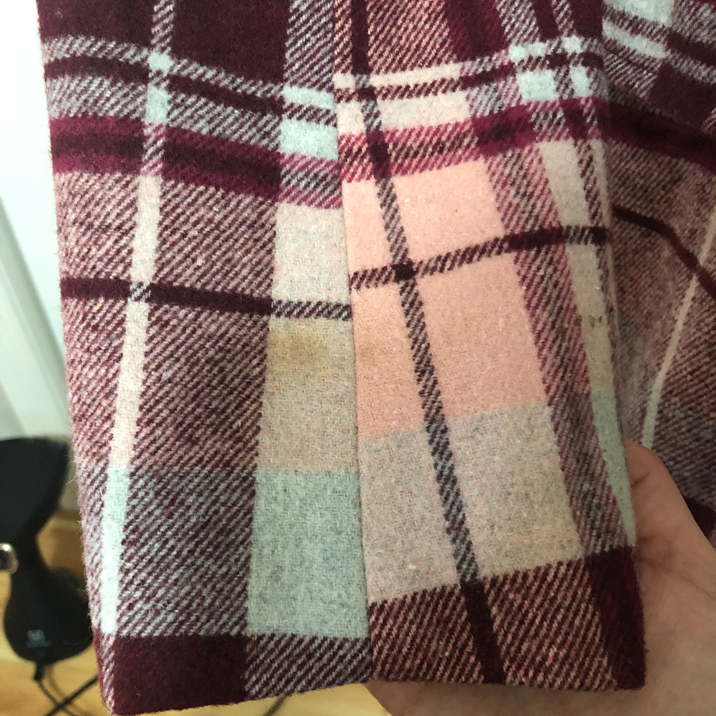 7 for all Mankind Pink Plaid Pea Coat (Pre-Loved)