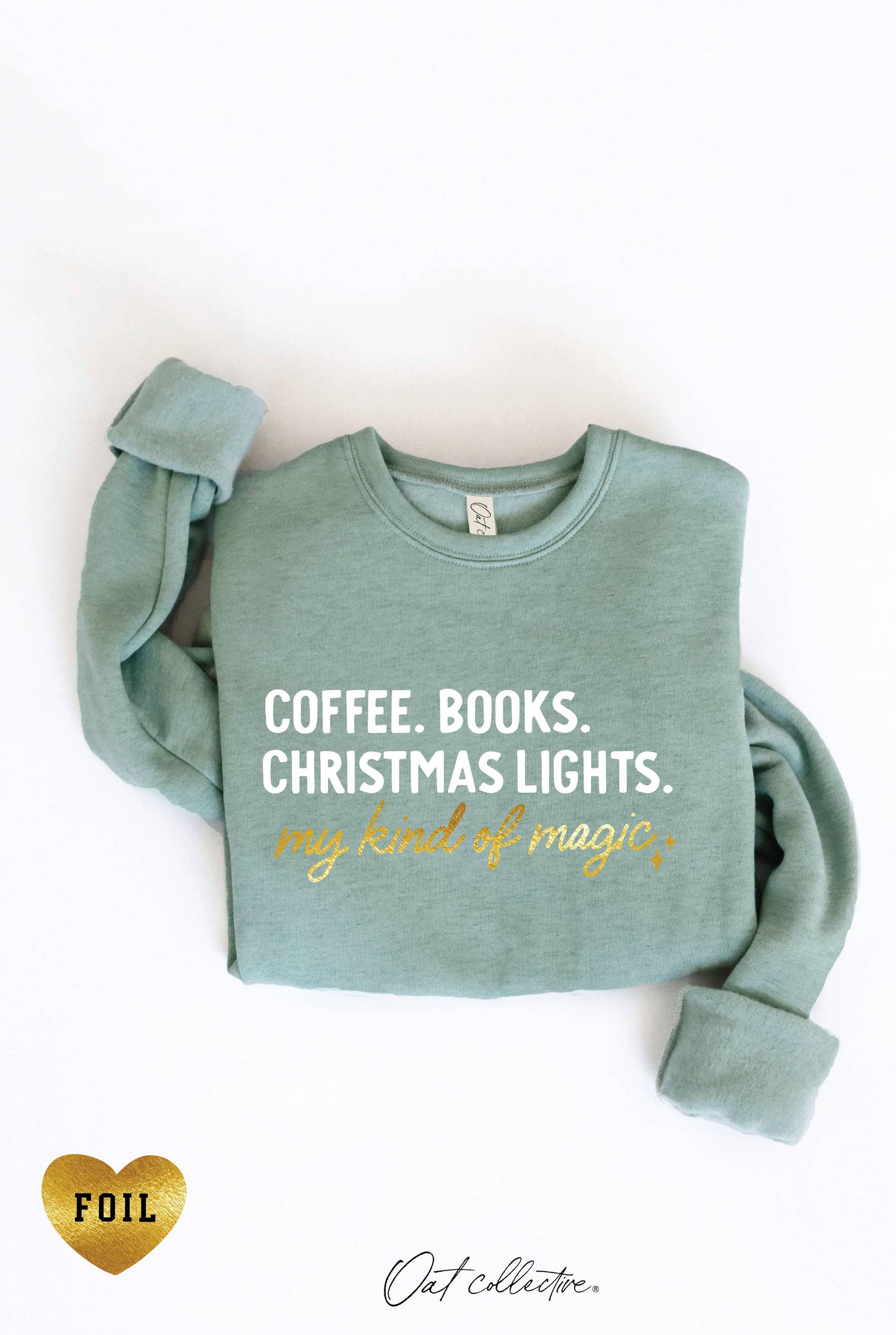 Coffee, Books, and Christmas Lights Sweatshirt
