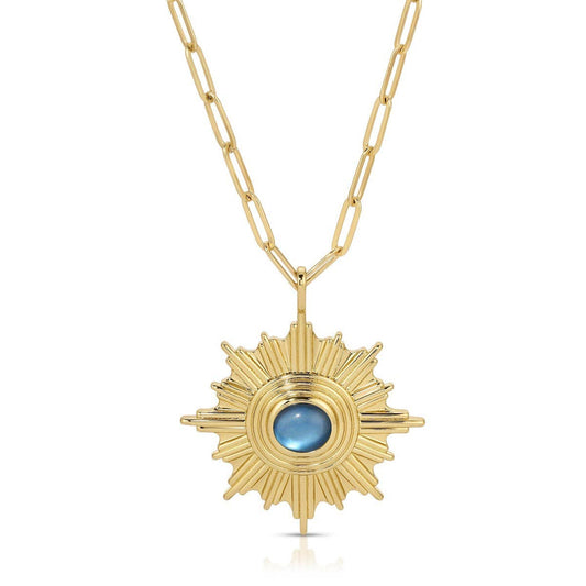 Supernova Pendant Large - Blue Mother of Pearl/Gold