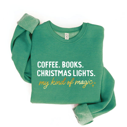 Coffee, Books, and Christmas Lights Sweatshirt