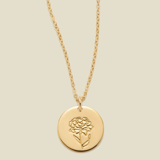 Birth Flower Necklace, 1/2"