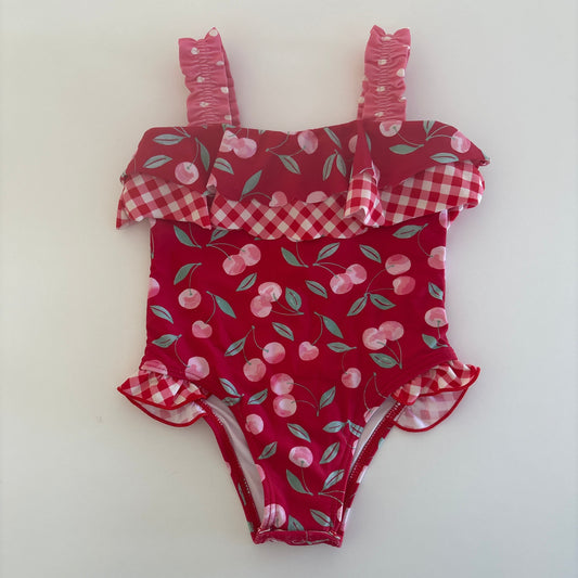 Toddler Swimsuit with cherry pattern design