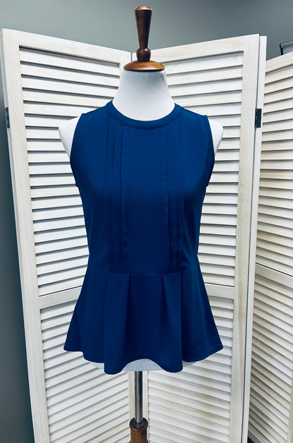 Pleated Peplum Nursing Tank Top | Royal Blue