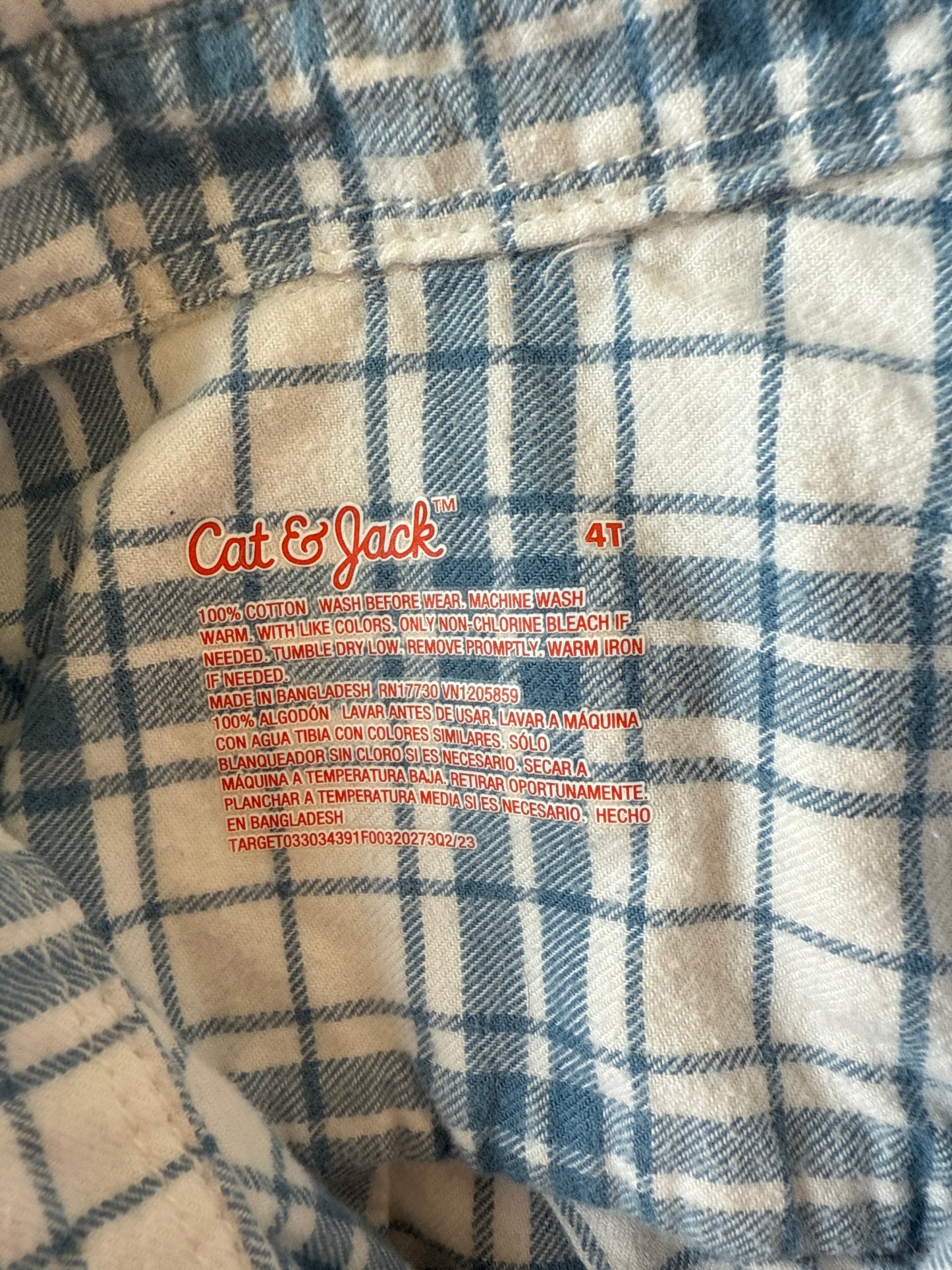 Pre-Loved Blue + White Checkered Flannel | 4T
