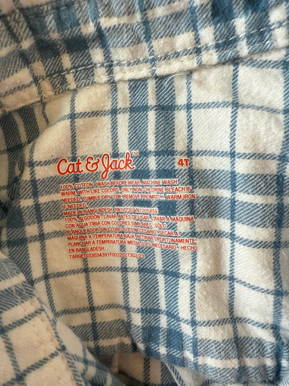 Pre-Loved Blue + White Checkered Flannel | 4T