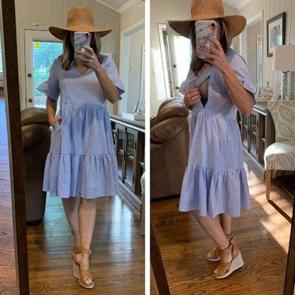 Nursing Dress With Pockets | Bell Sleeve | Periwinkle