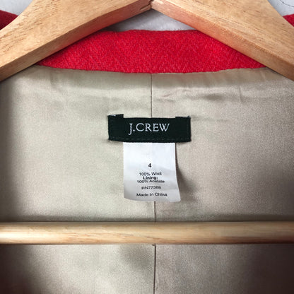 J. Crew Red Wool Coat, Size 4 (Pre-Loved)