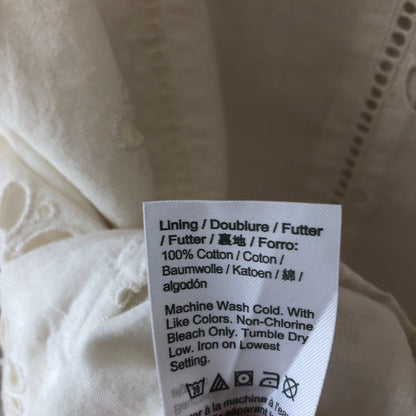 J. Crew White Cotton Blouse Floral, Small (Pre-Loved)