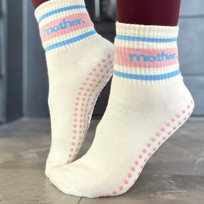 Strong as a Mother Grip Socks | Pink & Blue