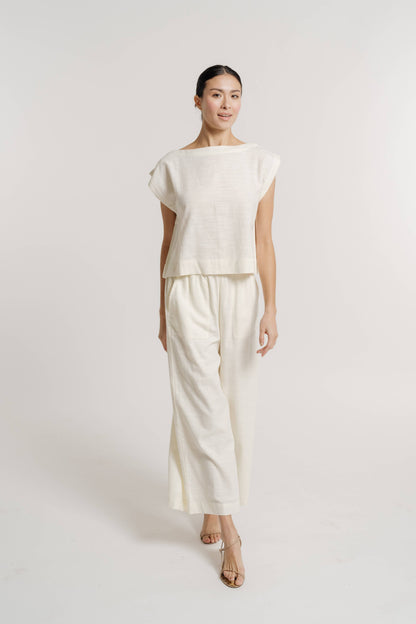 Sleeveless top, ivory organic cotton / Everyday