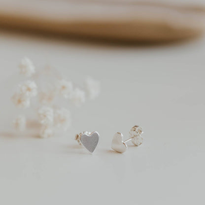 Hello Adorn silver heart stud earrings 