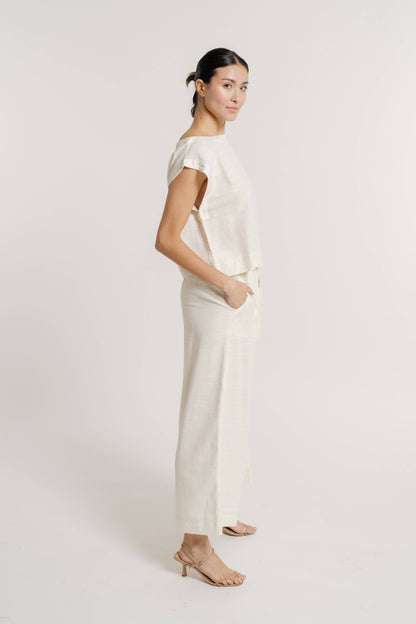 Sleeveless top, ivory organic cotton / Everyday