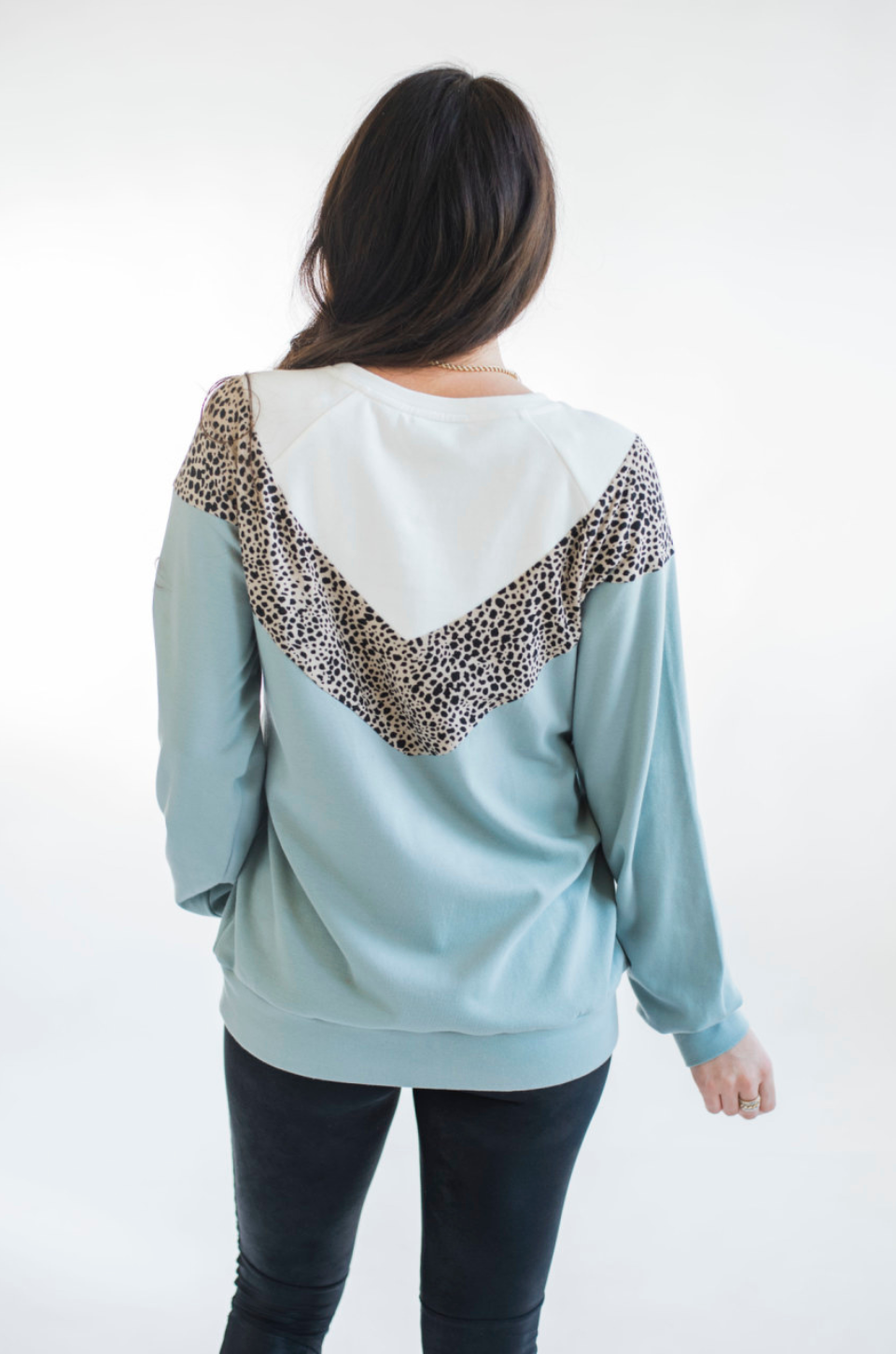 Oversized Chevron Nursing Sweatshirt- Cheetah Sage