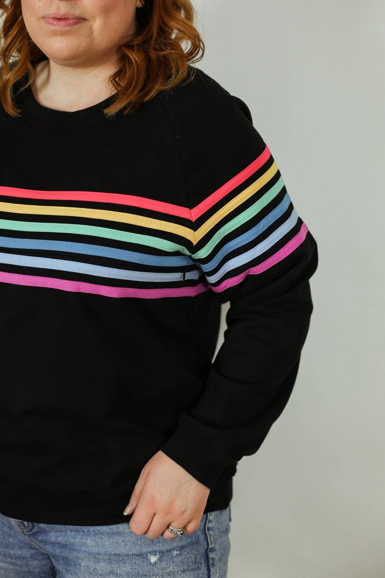 Six Stripe Invisible Zip Breastfeeding Sweatshirt