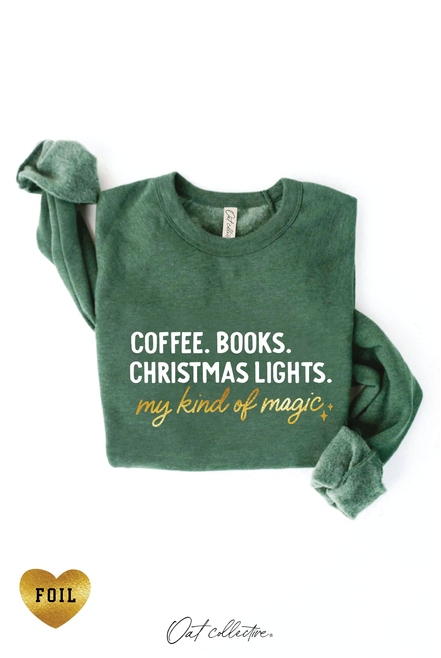 Coffee, Books, and Christmas Lights Sweatshirt