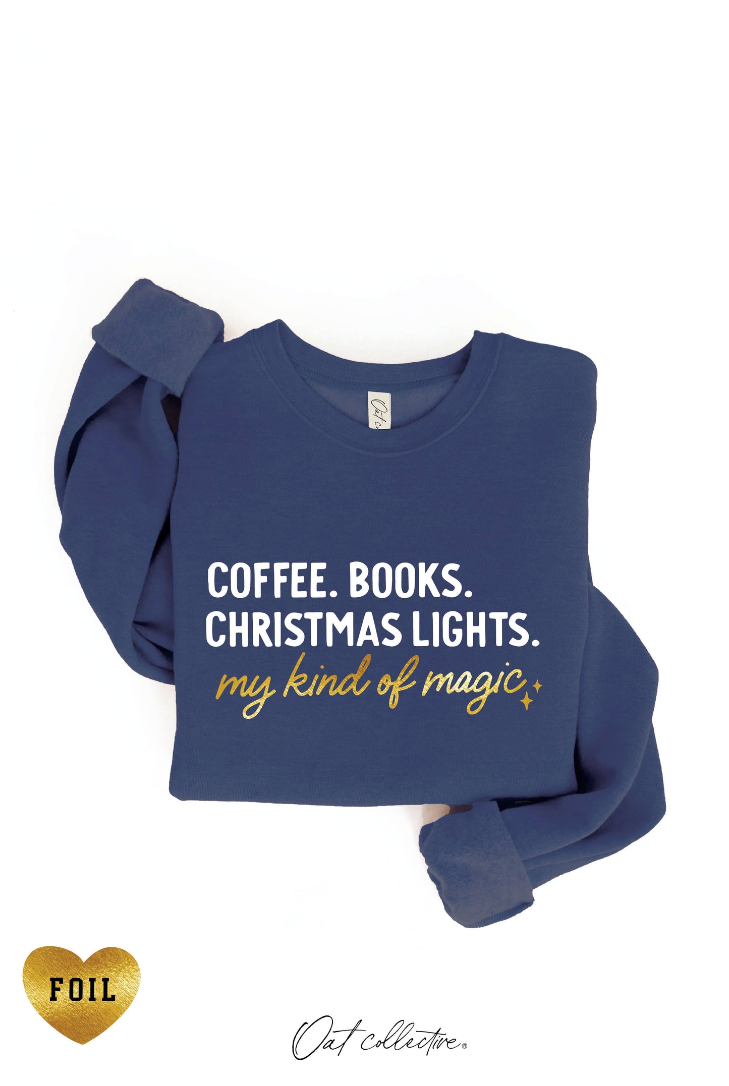 Coffee, Books, and Christmas Lights Sweatshirt