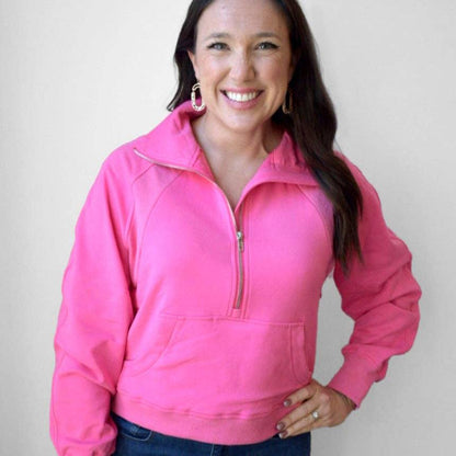 Oversized Funnel Neck Three Zip Breastfeeding Sweatshirt