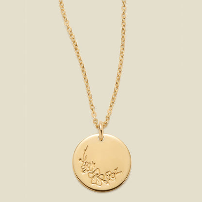 Birth Flower Necklace, 1/2"