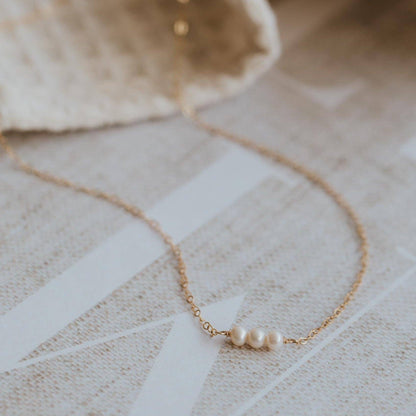 Pearl Linked Necklace| 3, 4, or 5 Pearls | 14kt Gold Fill