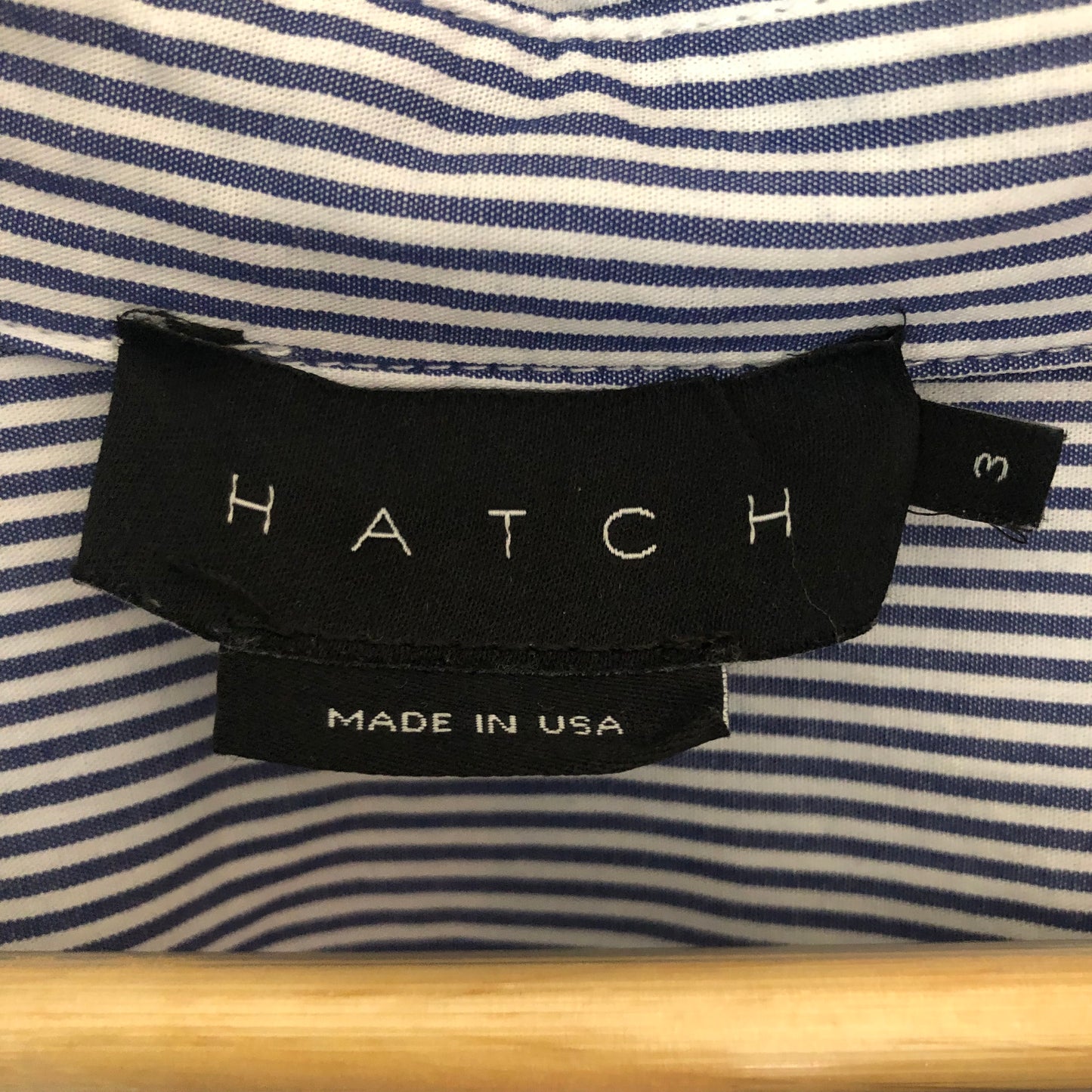 Hatch Maternity The Classic Button Down, Navy/White Microstripe, Size 3 (Pre-Loved)