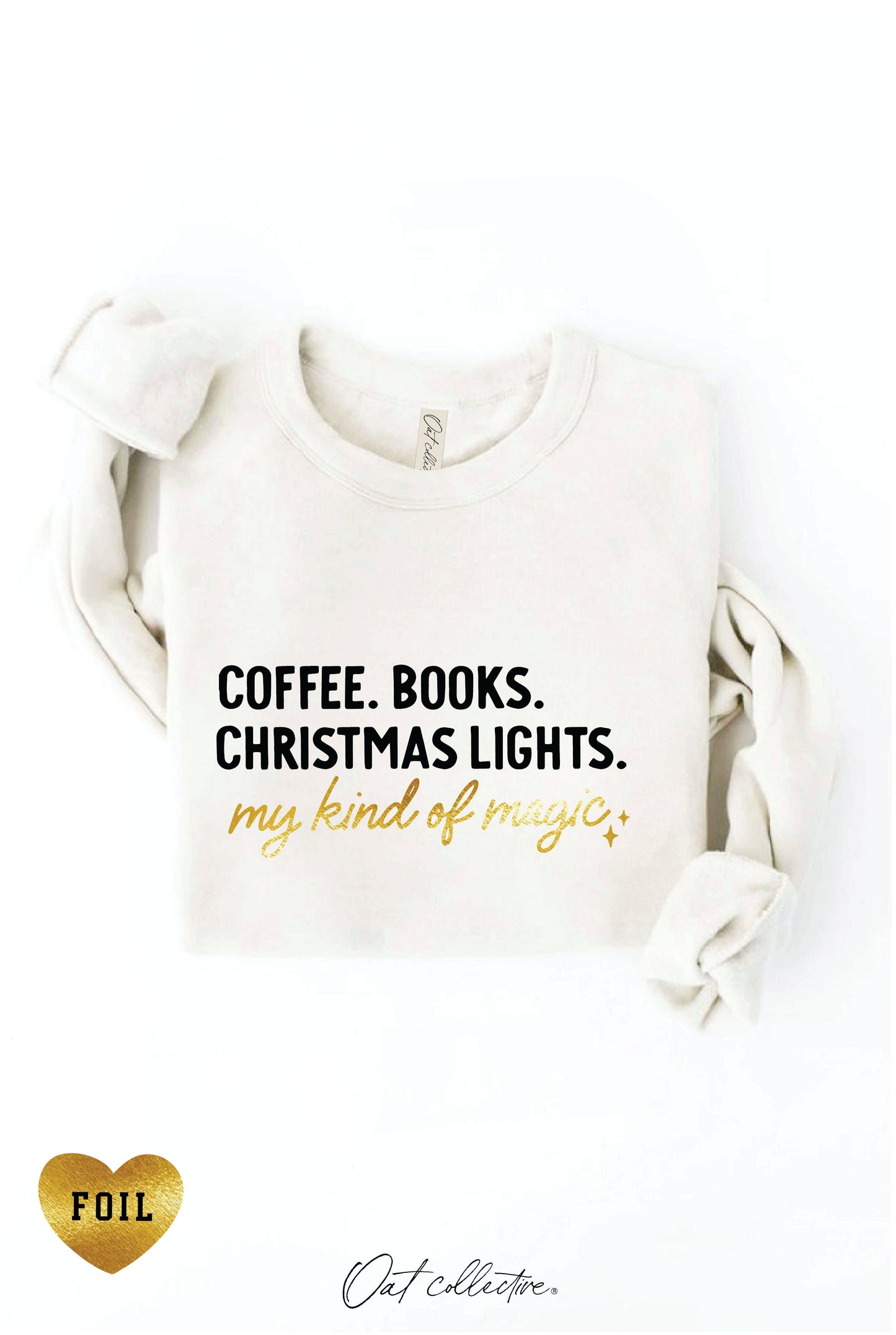 Coffee, Books, and Christmas Lights Sweatshirt