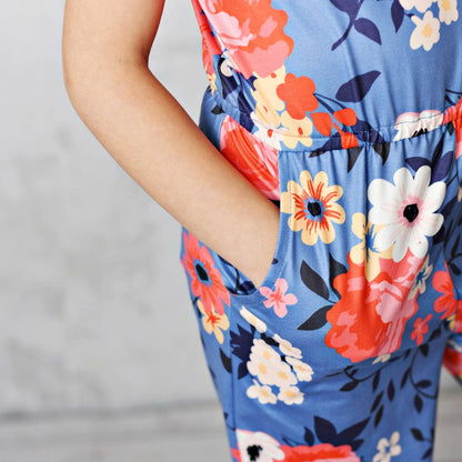Kids' Jumpsuit | Blue & Coral Floral